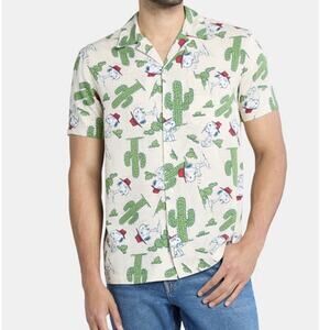 Peanuts Snoopy Cactus Button Up Shirt Men 5XL Graphic Short Sleeve Casual Fun